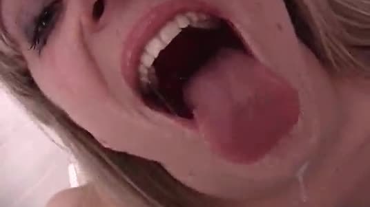 Young blonde russian wife gets a throat gagging