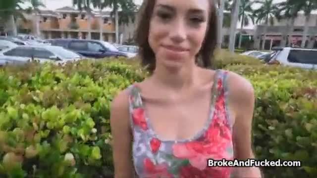 Fucking broke brunette teen outdoors