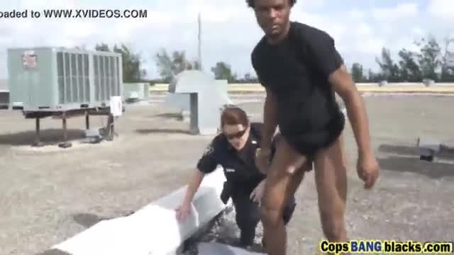 Two insanely hot milf cops arrested and fucked black guy outdoor