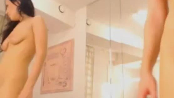 Webcam girl riding dildo on mirror wall