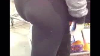 Perfect teen ass in transparent yoga pants