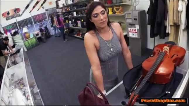 Fit ebony milf gives the pawnshop owner a blowjob