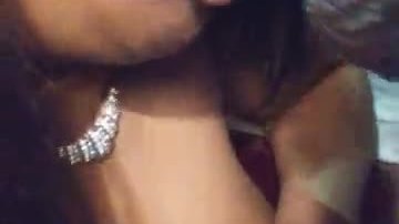 Busty sloppy ebony sucks dildo and showers