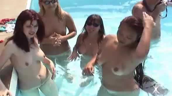 Horny wet and public pool dancers