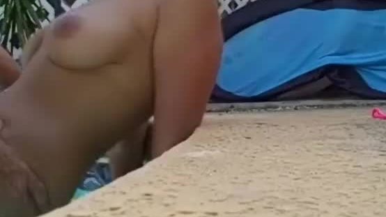Sexy and young couple demonstrates their sex at the pool