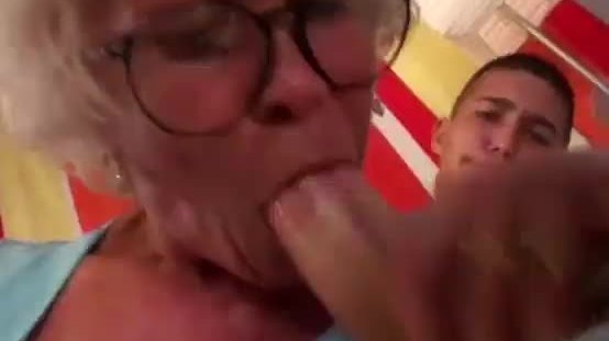 Whorish granny effie gets banged in kitchen